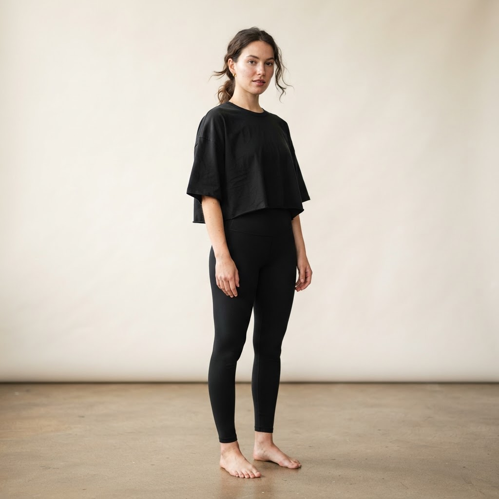 Self Made Oversized Crop Tee — Black