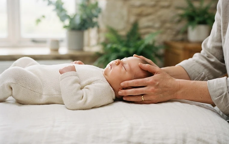Gentle cranial osteopathy treatment for a baby