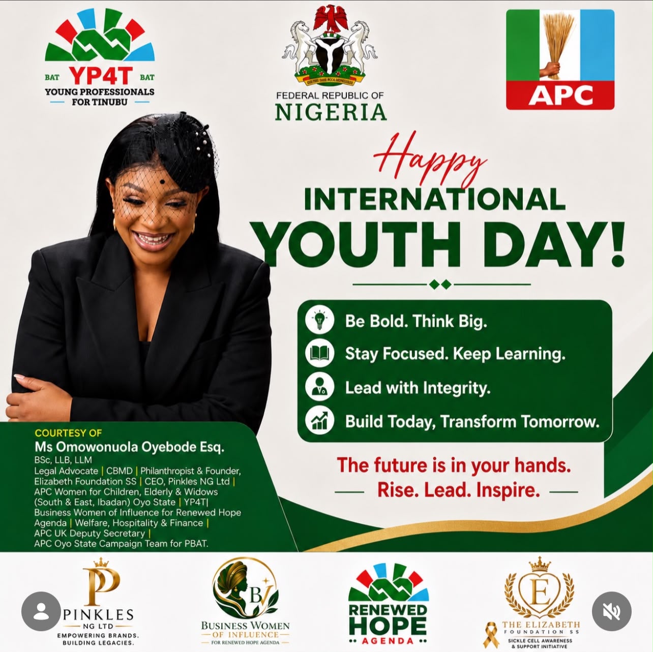 Happy International Youth Day — Ms Omowonuola Oyebode Esq.