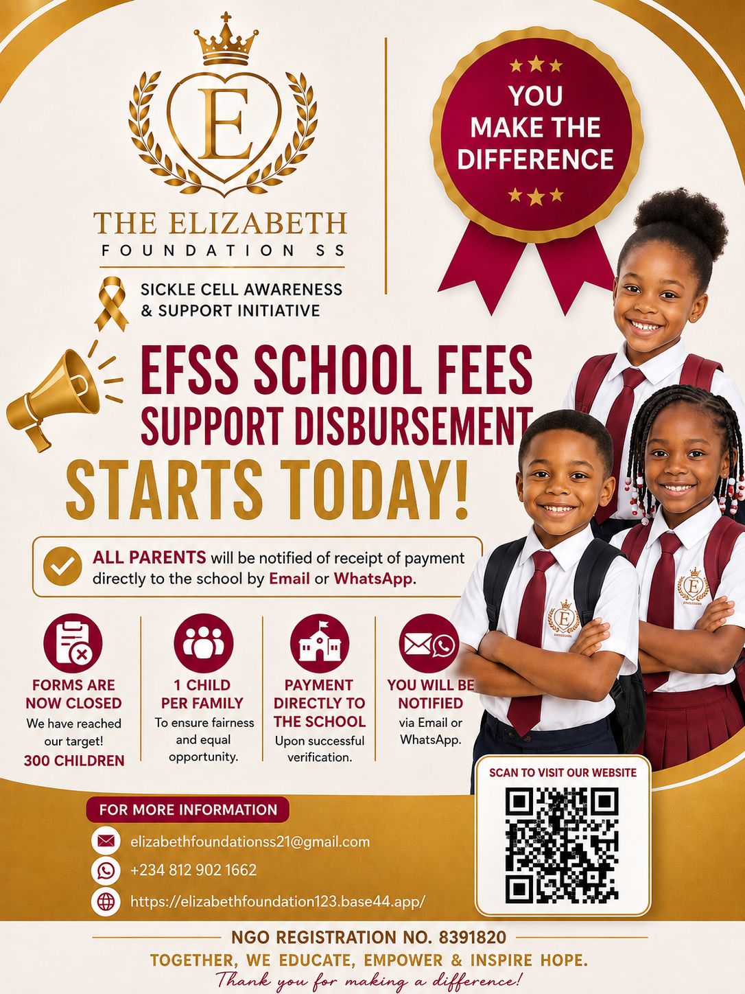 EFSS School Fees Support Disbursement Flyer