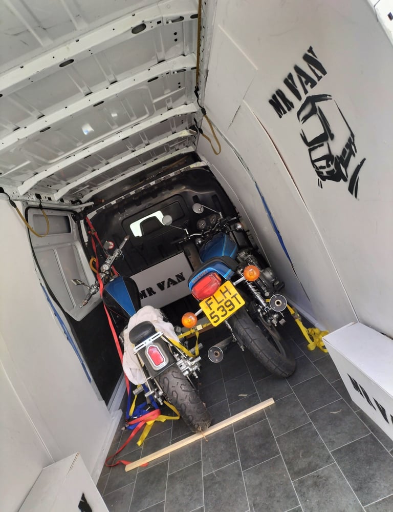 Motorbikes securely transported in the MR VAN Removals and Clearance specialist transport van