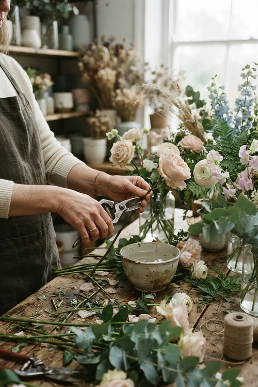 Florista trabajando