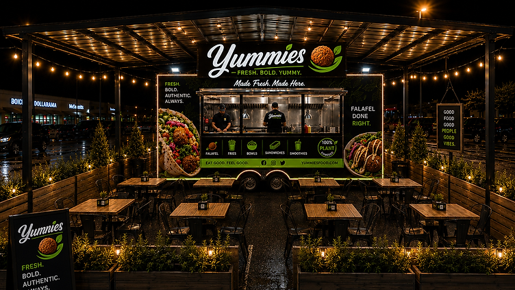 Yummies food truck and terrace seating