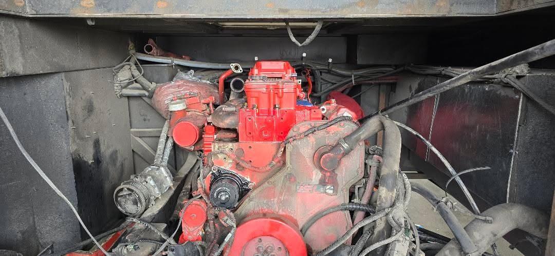 Red diesel engine close-up
