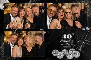 Fotocollage zum 40. Geburtstag mit Silberglitzer und drei Bildern