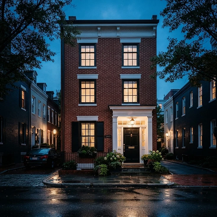 Maintained DMV townhouse exterior