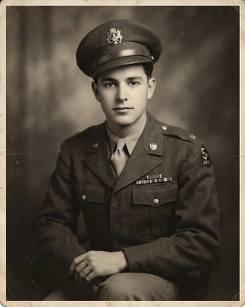 Vintage black-and-white military portrait