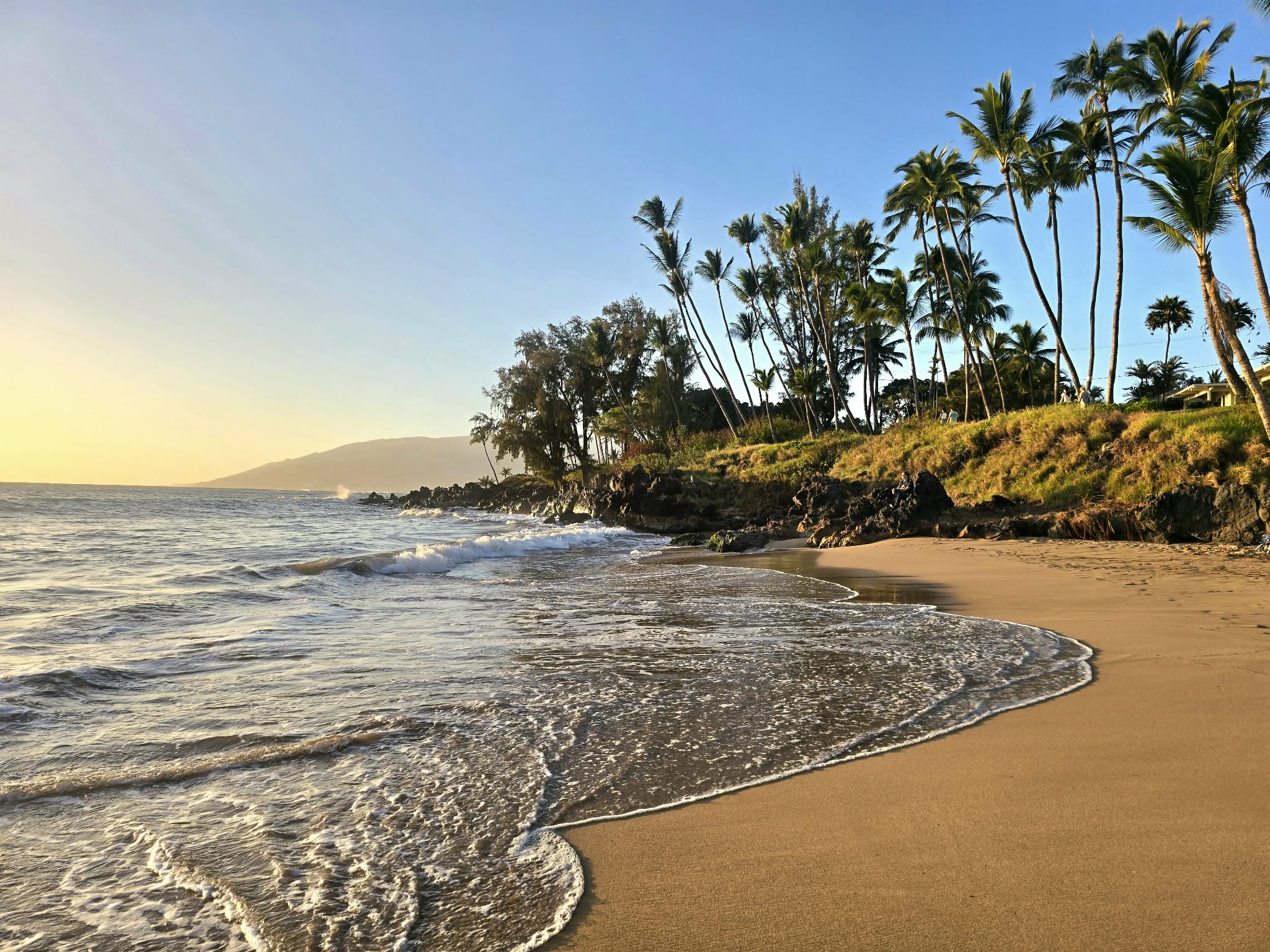 Tropical Maui beach at sunset