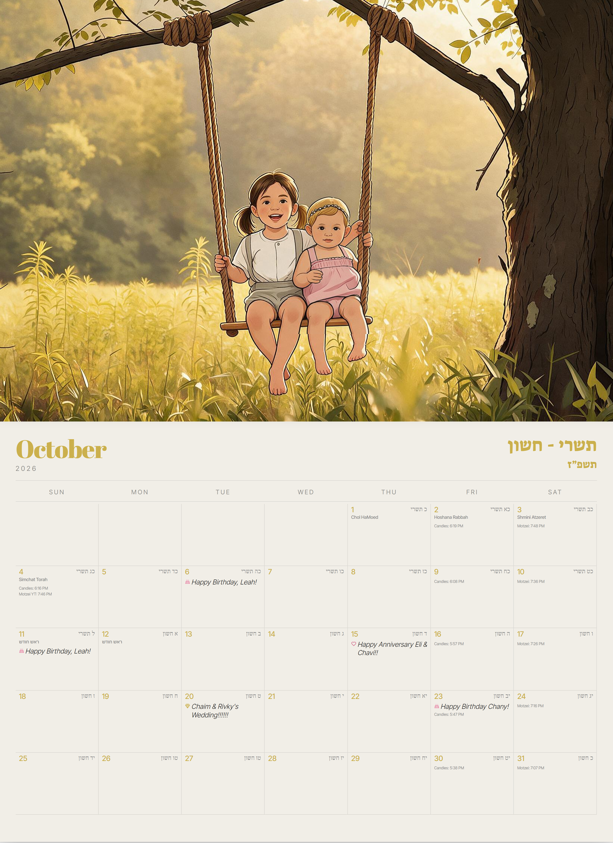 Momento calendar preview