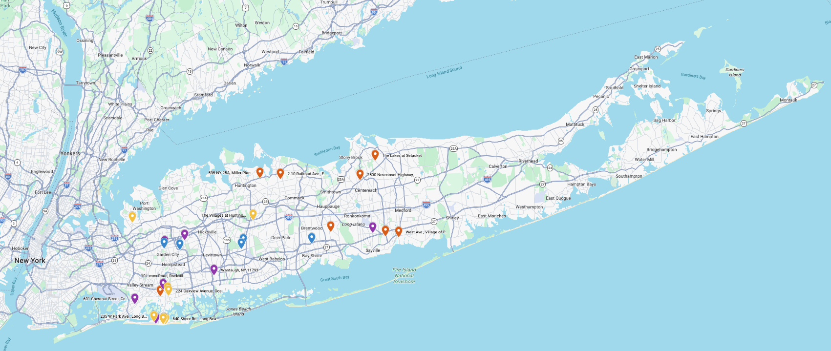 APM Long Island Service Coverage Map