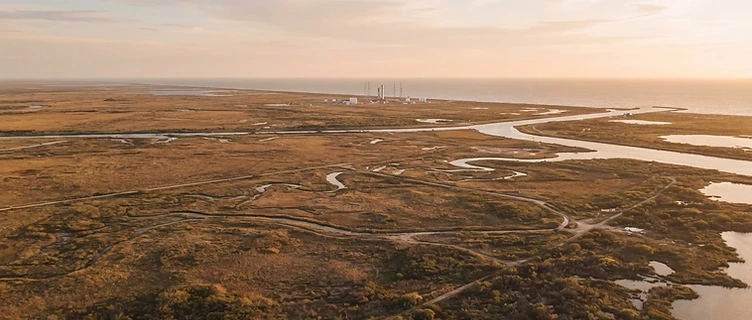 Aerial view of South Texas coastal landscape