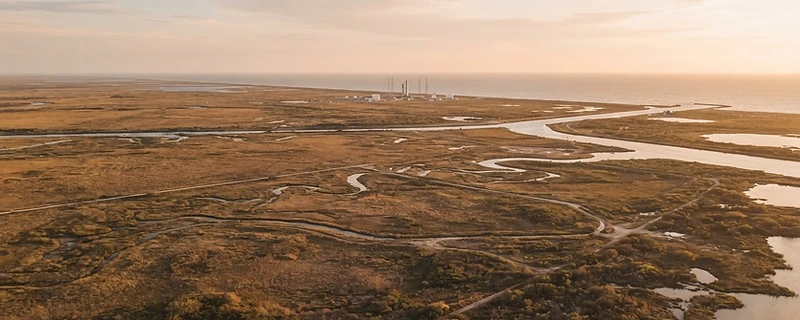 Aerial view of South Texas coastal landscape near Brownsville