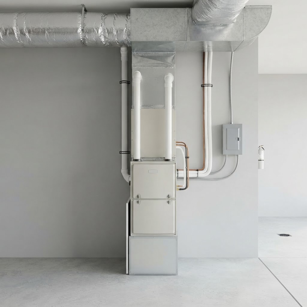 Modern high-efficiency indoor HVAC installation