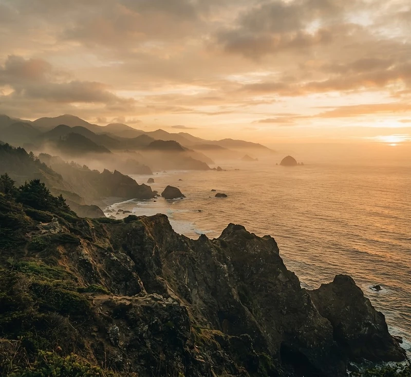 West Coast coastline at golden hour
