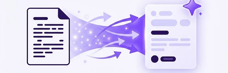 Illustration of page content being transformed into an AI-search-ready answer