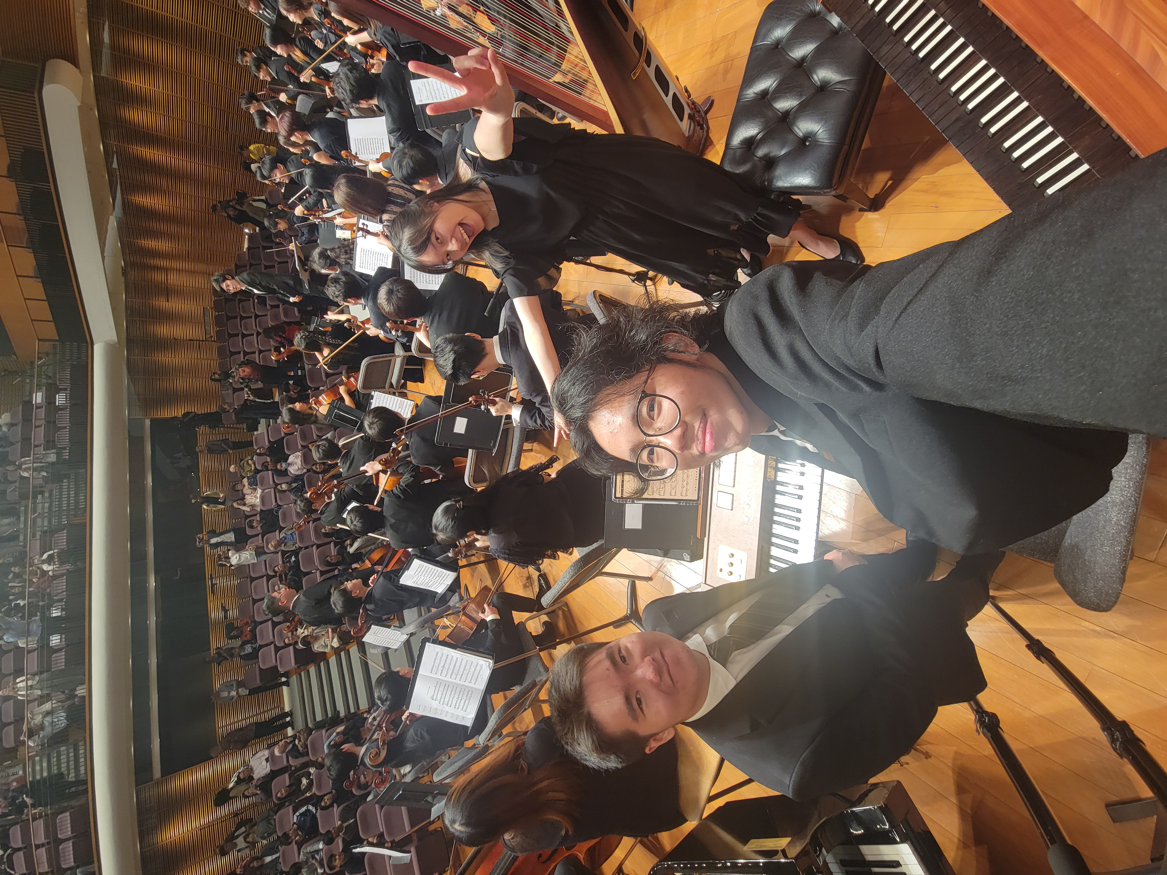 Backstage at an orchestral concert