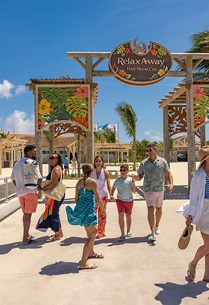 Guests walking toward the RelaxAway entrance at Half Moon Cay