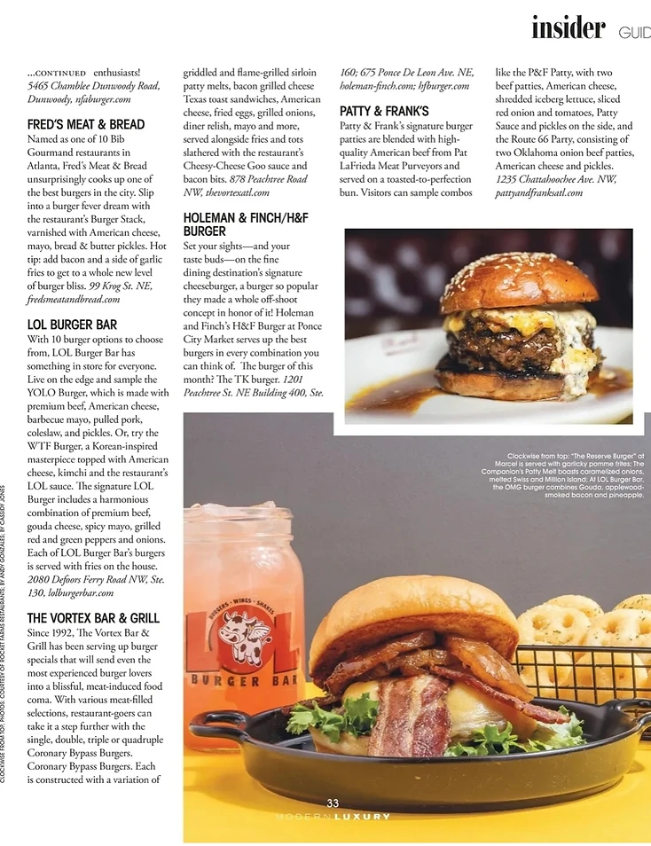 Modern Luxury feature on LOL Burger Bar — YOLO, WTF, and signature LOL burgers