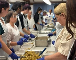 Volunteers preparing meals