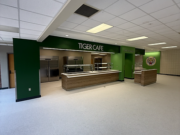 McLaurin Elementary Tiger Cafe interior with mascot wall