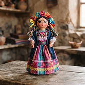 Muñeca de cartón pintada a mano