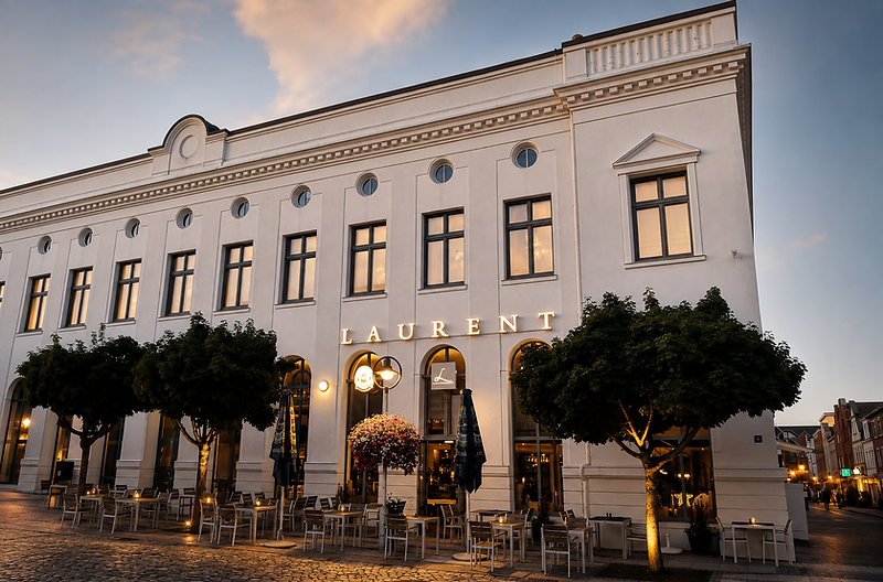 Restaurant Laurent am Marktplatz Bad Oldesloe am Abend - Außenansicht
