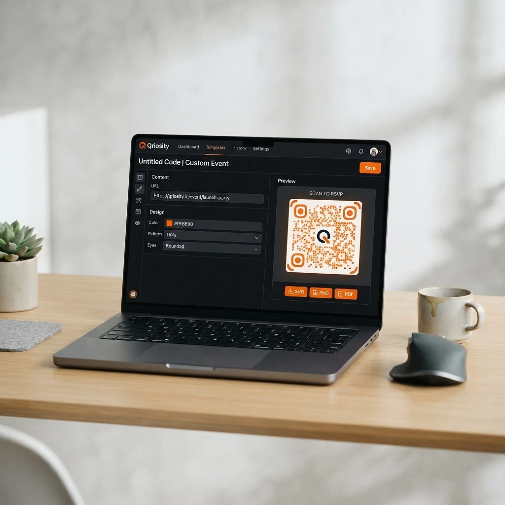 QR code editor on a laptop