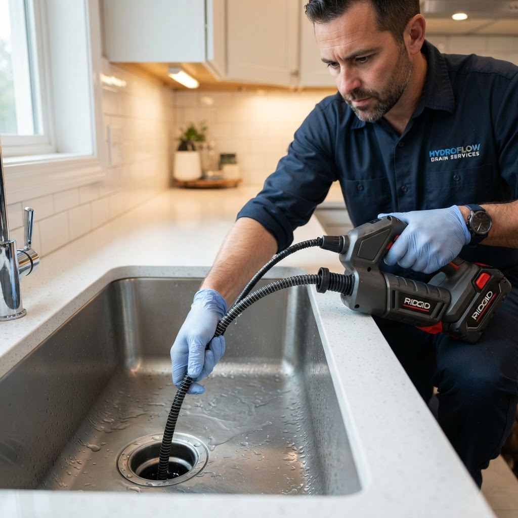 Clearing a drain with modern suction equipment