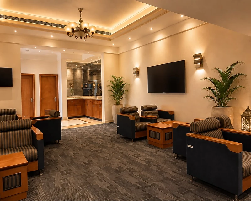 The Siji Lounge interior — an intimate twenty-five-seat lounge at Fujairah International