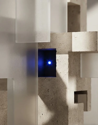 Clean geometric light-filled architectural structures representing the sovereign response