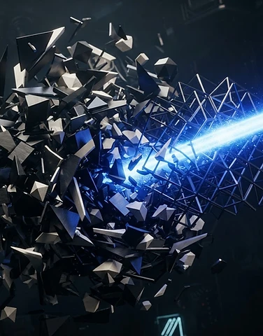 A shifting cloud of dark geometric shards representing agentic AI threats