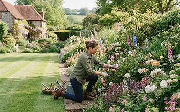 Alex from Garden Care Plus maintaining an established garden near Tonbridge