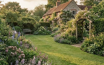 A larger established West Kent garden in winter light