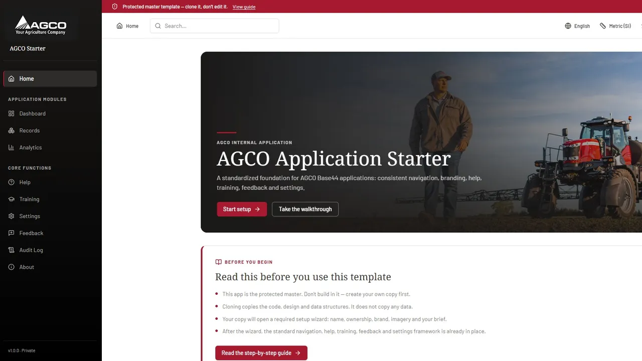 AGCO App Starter Template template preview