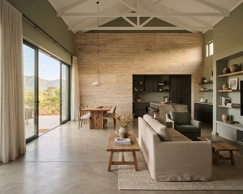 The Iron-Lith Residence — lounge 3D render, Polokwane