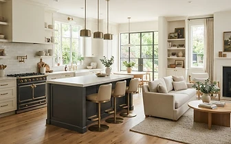 Modern open kitchen design showcasing professional Renovation & Remodeling work for a home in Rumson, NJ.