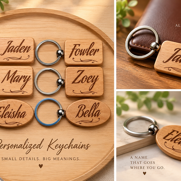 Personalized Wooden Keychains personalized gift – main view