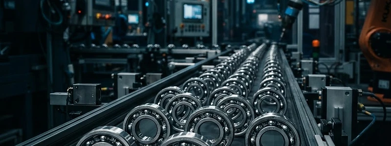 Precision industrial bearings on a factory assembly line