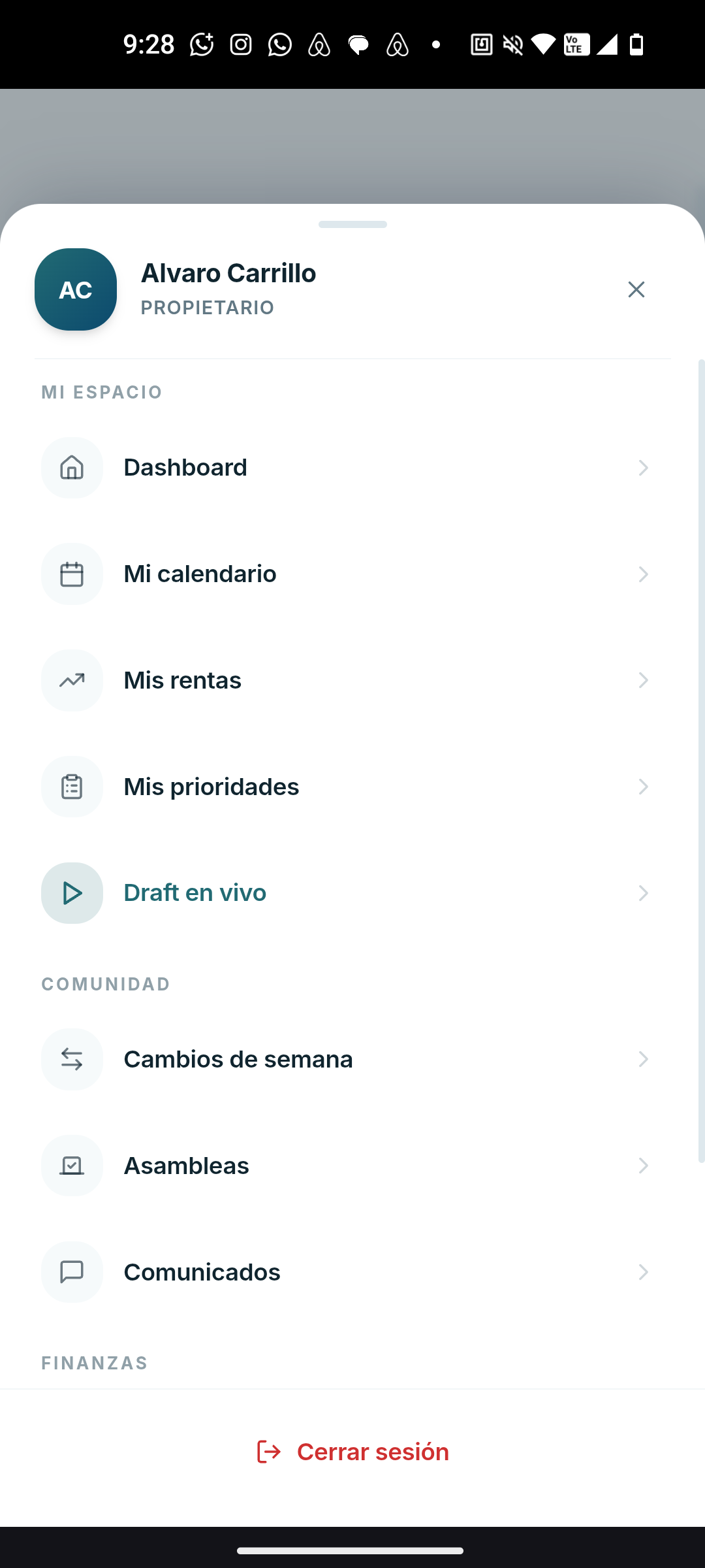 Menú de navegación
