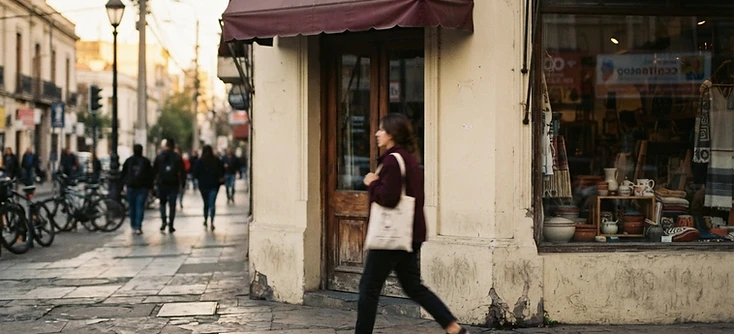 Personas moviéndose por la ciudad