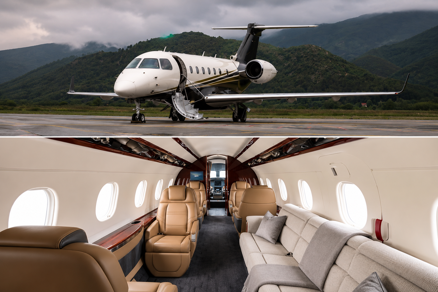 Midsize Jet available for charter from London to Nice, Ibiza and Geneva — exterior and interior