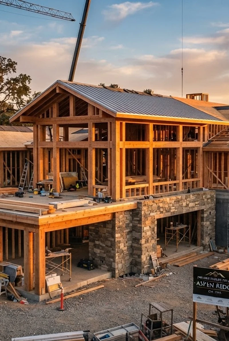 Woodbridge Construction project at golden hour