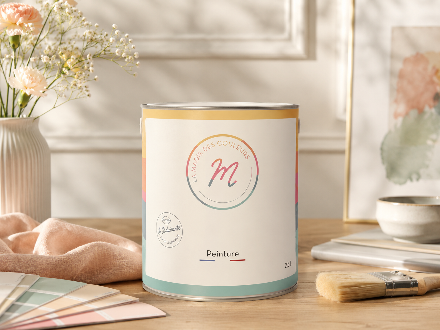 Étiquette de pot de peinture La Magie des Couleurs