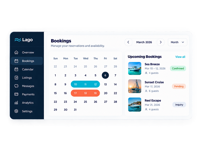 Lago operator bookings dashboard preview