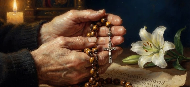 Rosary in candlelight