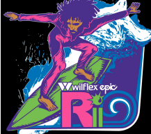 Wilflex Epic Rio surfer print example in hot pink, electric blue and lime green