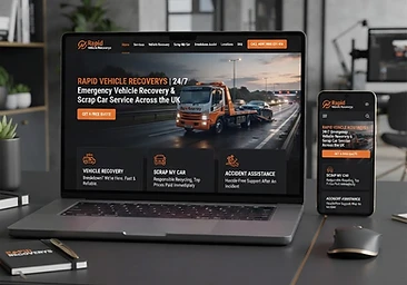 Rapid Vehicle Recoverys website design by AJ's Marketing Agency