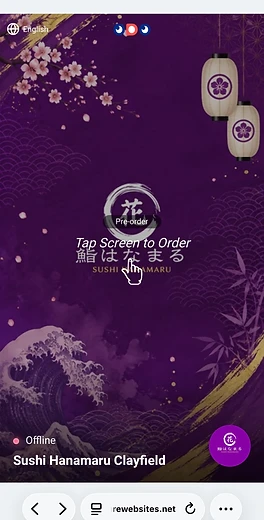 Sushi Hanamaru online ordering screen — tap to pre-order