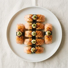 Flame-seared aburi salmon sushi