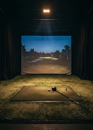Golf simulator bay with Foresight Falcon launch monitor